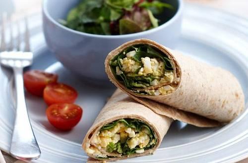 Egg, Tofu And Rocket Wrap 5 minutes 1 egg, small (approx 37g each) 1 pinch black pepper 100g tofu, silken 1 gluten free wrap (approx 42g each) 1 cup rocket leaves 1.