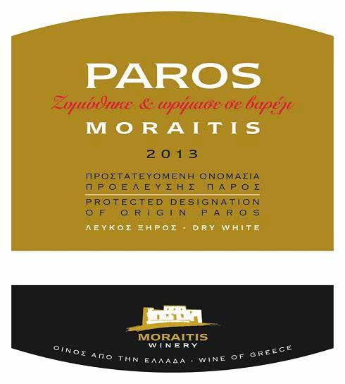 Appellation: PDO Paros Origin of Grape: Paros, farmed 100% organically Wine Type: Dry White Wine Grape Varietal: 100% Monemvassia Alcohol: 13% Acidity: 5.