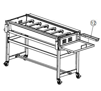 Assembly Instructions Step 7: Install the side shelf (11) onto the left side of the body using PIN ROLL