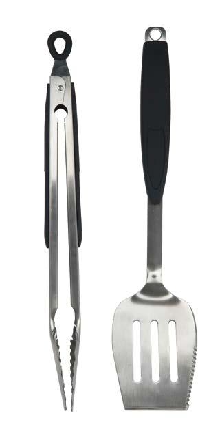 2 Piece Barbecue Set* 02939Y Comfortable Non-Slip Rubberized Handles Stainless Steel Construction Includes Spatula and Locking