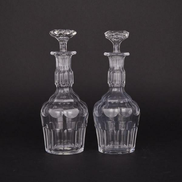 41 PAIR OF ENGLISH CUT GLASS DECANTERS, 19TH with stoppers, chips,
