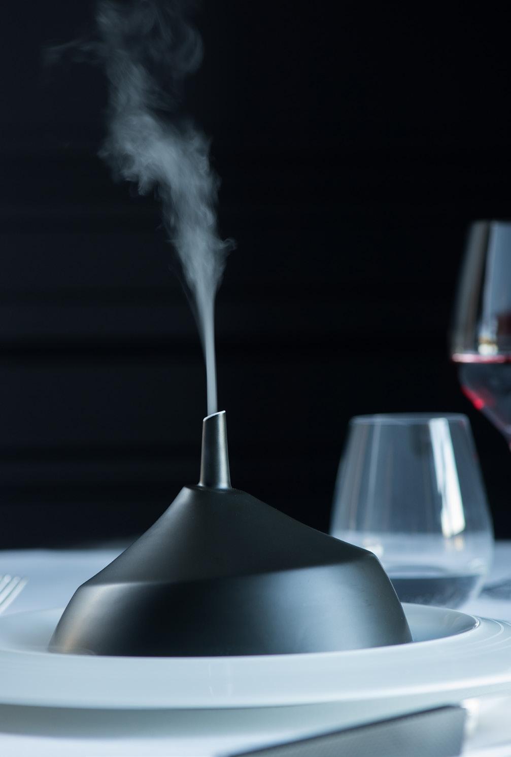 The perforations provide an outlet for steam to escape, like elegant mist. - Cloche with chimney. Allowing steam and aromas to escape- an allusion to a hot oven.