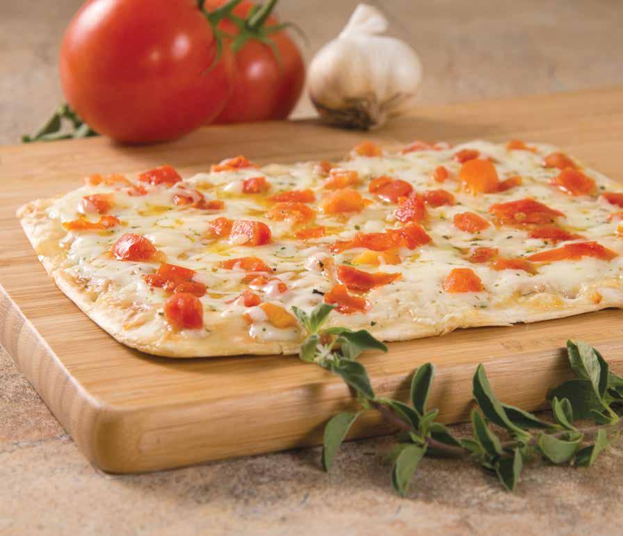 132 MARGHERITA FLATBREAD PIZZA Pizza de Margherita Flatbread Zesty spices combined with ripe