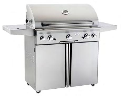These portable models (in 36, 30" and 24 sizes) feature a flush mounted 12,000 BTU's side burner, rotisserie