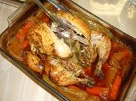 ROAST CHICKEN (WHOLE) with Carrots, Onions and Bell Peppers A whole Roast Chicken is a wonderful alternative on a special occasion.