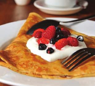 30am with FREE tea or coffee. Berries & Fromage Frais Healthy mixed berry Crêpe, fresh and light 5.90 Egg or Mushrooms with Ham and Tomatoes For larger appetites served in a Galette 5.