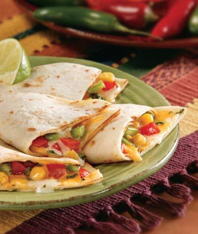 Vegetable Quesadillas nonstick cooking spray ½ cup chopped green bell pepper ½ cup frozen corn, thawed ½ cup sliced green onion ½ cup chopped tomato 2 tablespoons chopped fresh cilantro 4 (6-inch)