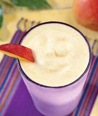 Jicama Piña Breeze ½ cup canned pineapple chunks, packed in 100% juice, undrained ½ cup fresh jicama, peeled and cut into small pieces ½ cup fresh orange chunks 2 cups orange juice ice cubes 1.