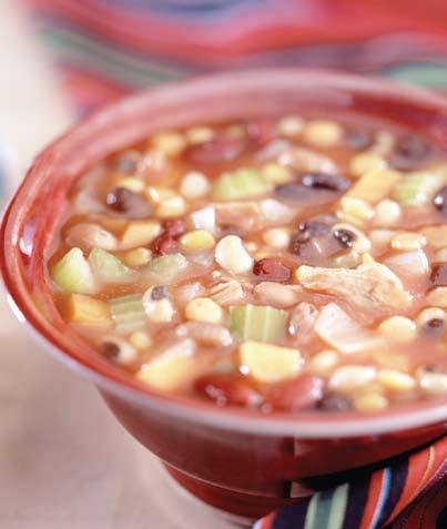 Hearty Bean and Vegetable Soup ½ cup each dried pink beans, dried lentils, dried black beans, yellow split peas, dried kidney beans, and dried blackeye peas 8 cups water 1 smoked ham hock (about ½