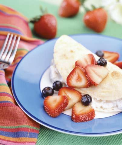 Fresh Fruit Crepes Fruit Topping ¼ cup brown sugar juice of 1 lime 2 cups sliced fresh strawberries ½ cup fresh blueberries Crepe 1 cup lowfat ricotta cheese 2 tablespoons brown sugar ¼ teaspoon