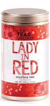 Lady In Red TM Rooibos, ginger, calendula and blackberry leaves.
