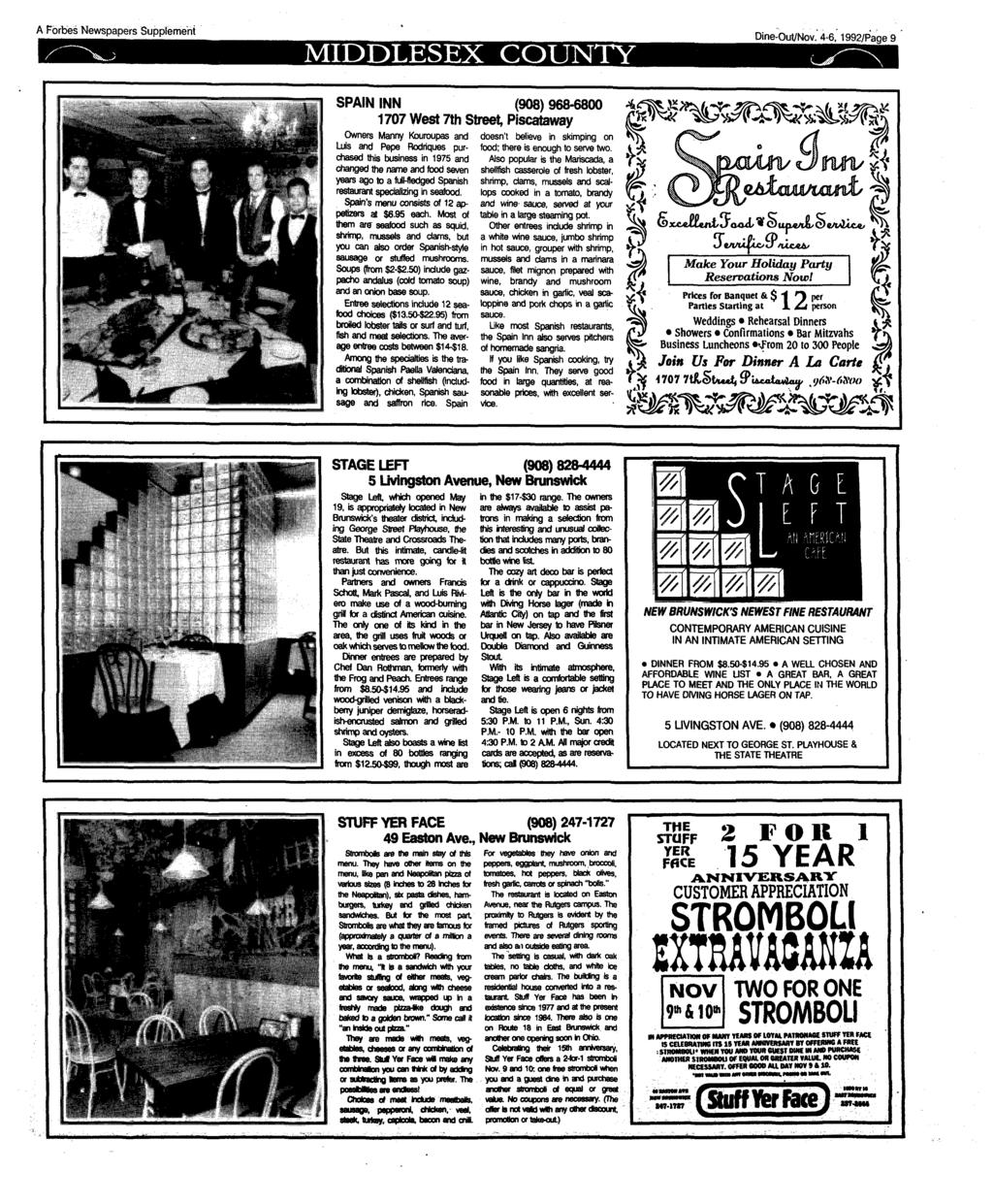 A Forbes Newspapers Supplement MIDDLESEX COUNTY Dine-Out/Nov.