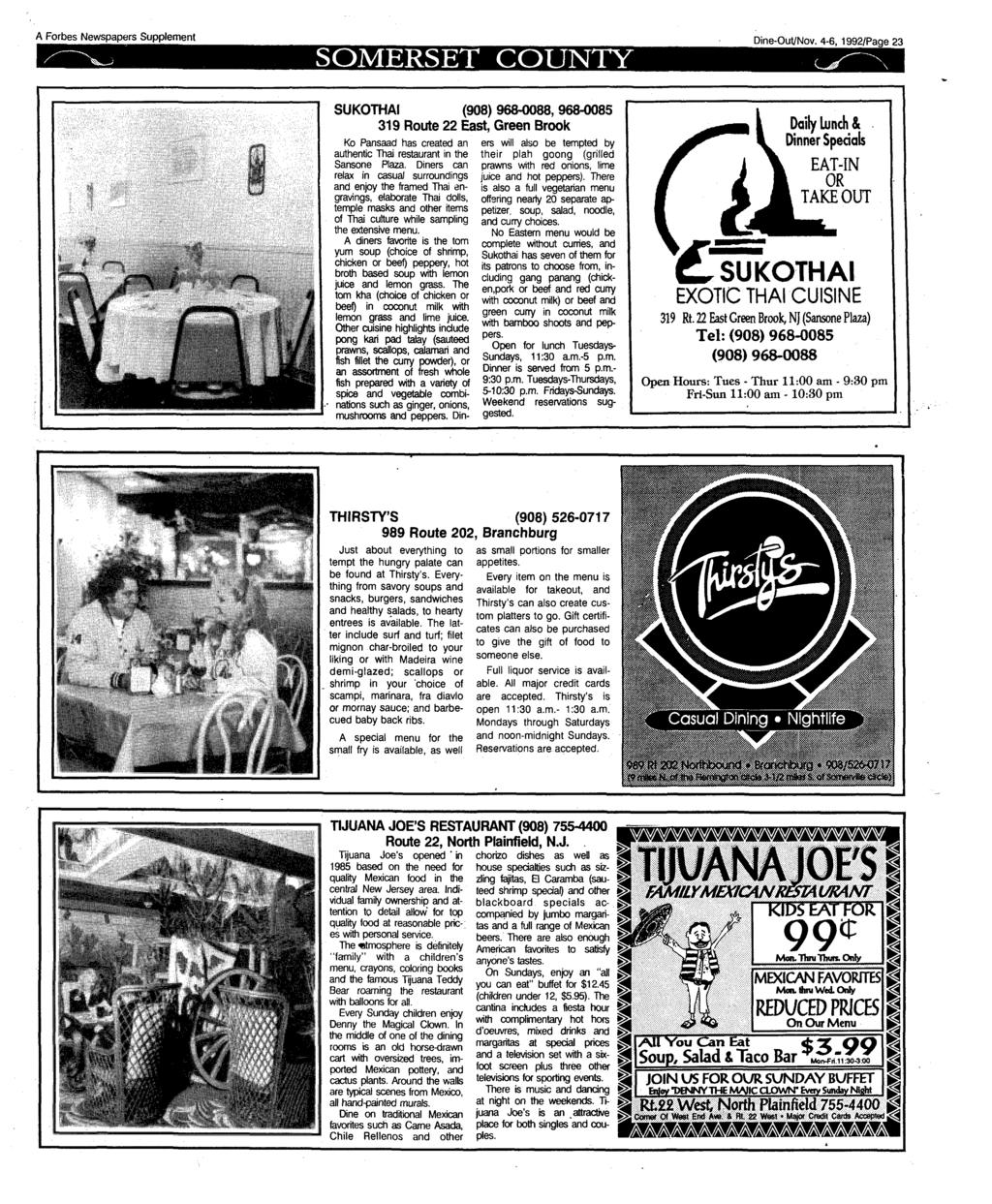 A Forbes Newspapers Supplement SOMERSET COUNTY Dine-Out/Nov.
