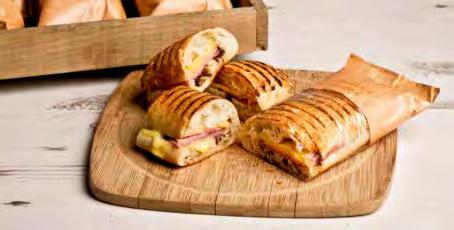 Units: 24 Weight: 184g 4-8 hours / 0-4 C 10-12 mins/190 C 4-8 hours / 0-4 C 10-12 mins/190 C LA CARTE 832302 Classic Ham & Cheese Stone Baked Panini Traditional ham and