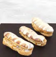 Weight: 70g Case: 28 Shelf Life: 1 day 826026 Toffee Apple Éclair Classic choux pastry filled with