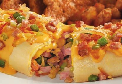 Bacon Hollandaise Sauce Garden mix of onion, celery, green peppers GRANNY S COUNTRY Diced ham, onions, celery, green peppers, American cheese and cheese sauce.