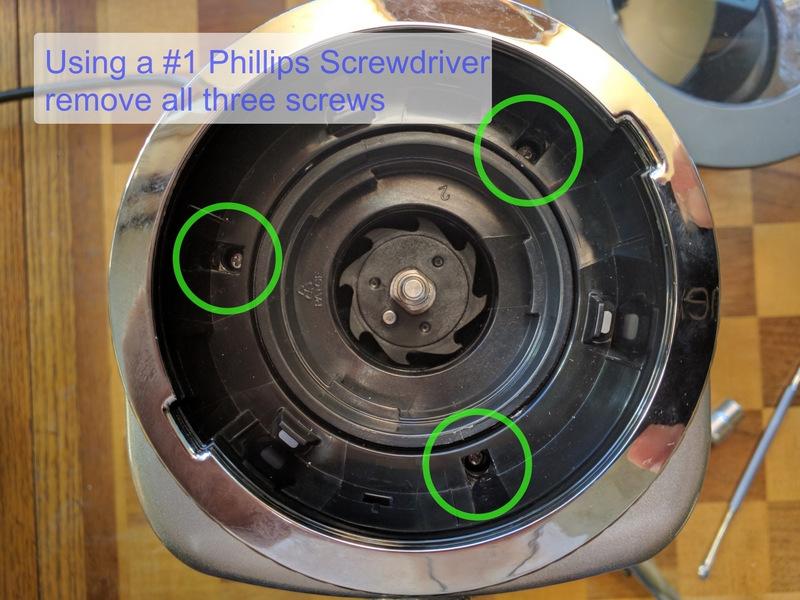 Phillips Screwdriver remove each of the three