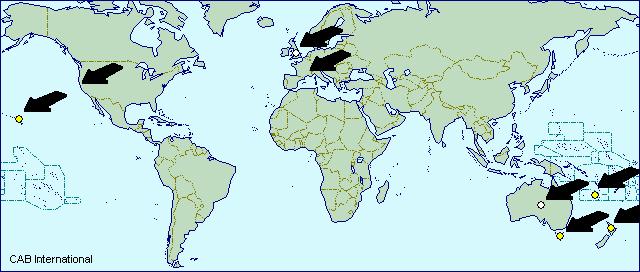 World Distribution of LBAM Introductions: New Zealand - 1891 New Caledonia - 1968 Hawaii - 1896 British Isles -