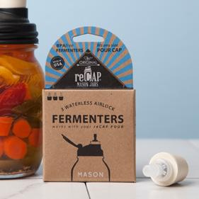 recap Fermenter, 3-Pack AF-3 The EASIEST waterless airlock set that ferments and stores culinary creations that are delicious and good for your health.