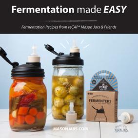 During the ferment, the carbon dioxide releases through the valve as pressure builds up within the jar. When done, simply remove the Fermenter and the recap POUR turns into a storage cap.