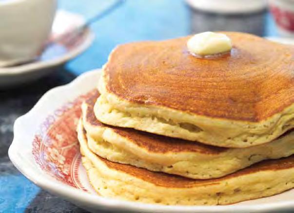 Calories 105 Carbohydrate 19 g Protein 3 g Fat 2 g Fiber 1 g Sodium 359 mg Cholesterol 2 mg Pancakes 8 Number of servings: 8 Serving size: 1 (4") pancake 1¼ cup sifted all-purpose flour 1 tablespoon
