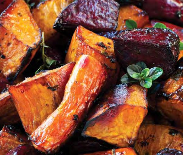 Roasted Sweet Potatoes & Onions Number of servings: 4-6 2½ pounds sweet potatoes (4-5 medium), washed and dried 2 medium red onions quartered 1-2 tablespoons vegetable oil Salt Pepper 1.