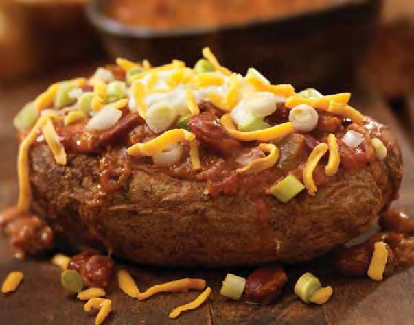 Santa Fe Stuffed Potatoes Calories 396 Carbohydrate 63 g Protein 16 g Fat 10 g Fiber 10 g Sodium 403 mg Cholesterol 25 mg Number of servings: 4 Serving size: 1 potato 4 medium potatoes 1 cup cooked