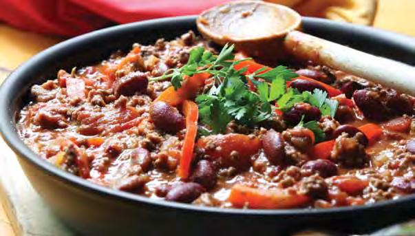 Three-Can Chili Number of servings: 4 Serving size: ¾ cup 1 can (15 ounces) pinto, kidney, or red beans or 2 cups cooked beans 1 can (15 ounces) corn 1 can (15 ounces) tomatoes, chopped Chili powder