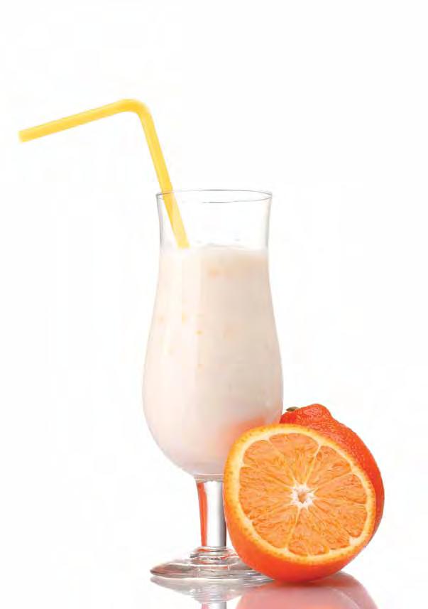 Orange Banana Frosty Number of servings: 2 Serving size: ½ cup 1 frozen banana ½ cup plain low-fat yogurt ½ cup orange juice 1. Put all ingredients in a blender and mix well. 2. Add more orange juice for a thinner frosty.