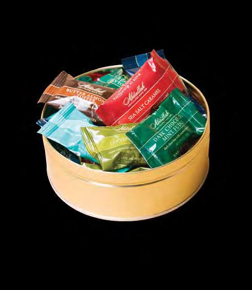 Assortment Tin, 1 lb Our best-selling individually wrapped singles in a holiday tin.