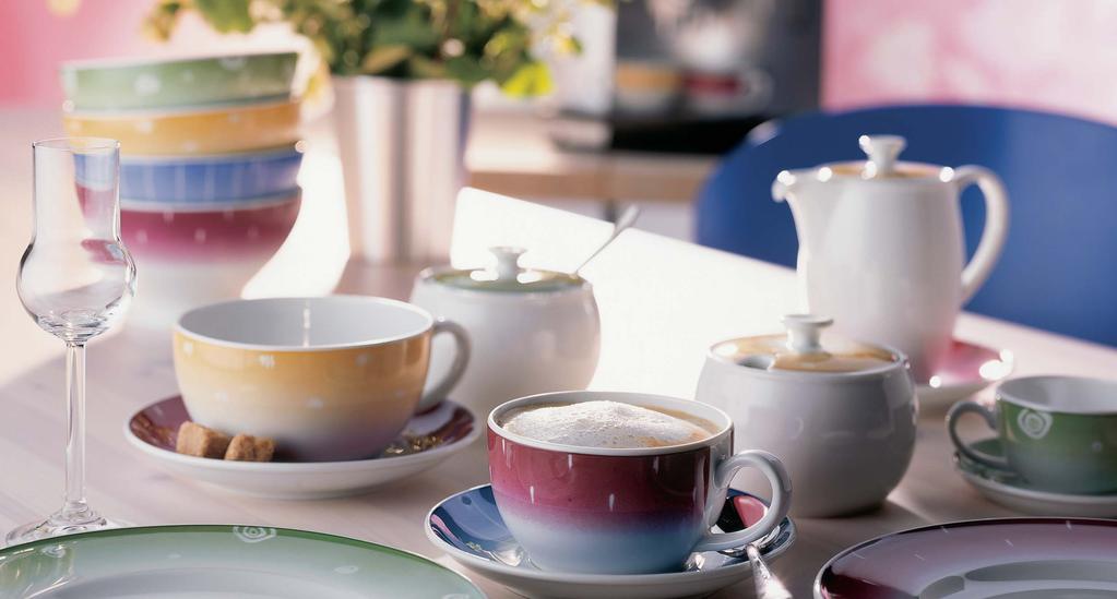 Colourful variations for coffee time Four lively colours with handwritten motifs