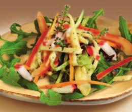 julienne vegetables on baby greens makes 4-6 servings 5 oz Bag of Baby Arugula Blend Salad greens (or favorite blend of: arugula, baby spinach, watercress) 3 cups Mixed Vegetables (carrots, zucchini,