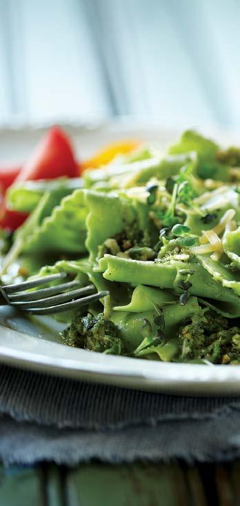 PASTA WITH GRILLED ASPARAGUS PESTO MAKES 6 SERVINGS PREHEAT GRILL TO MEDIUM-HIGH HEAT Place asparagus in large bowl. Drizzle with teaspoon olive oil; toss to coat.