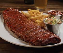or a House Salad ($7.00). HICKORY-SMOKED RIBS Fall-off-the-bone tender baby back pork ribs, rubbed with our signature seasonings and basted with your choice of hickory or Texan barbecue sauce.