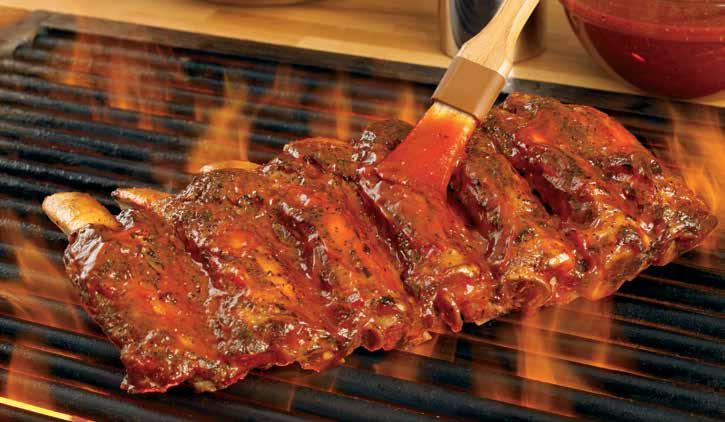 900 BABY BACK RIBS These fall-off-the-bone ribs are exactly the way ribs should be. Succulent and saucy, each rack is smoked, grilled to perfection and brushed in a tangy BBQ sauce.