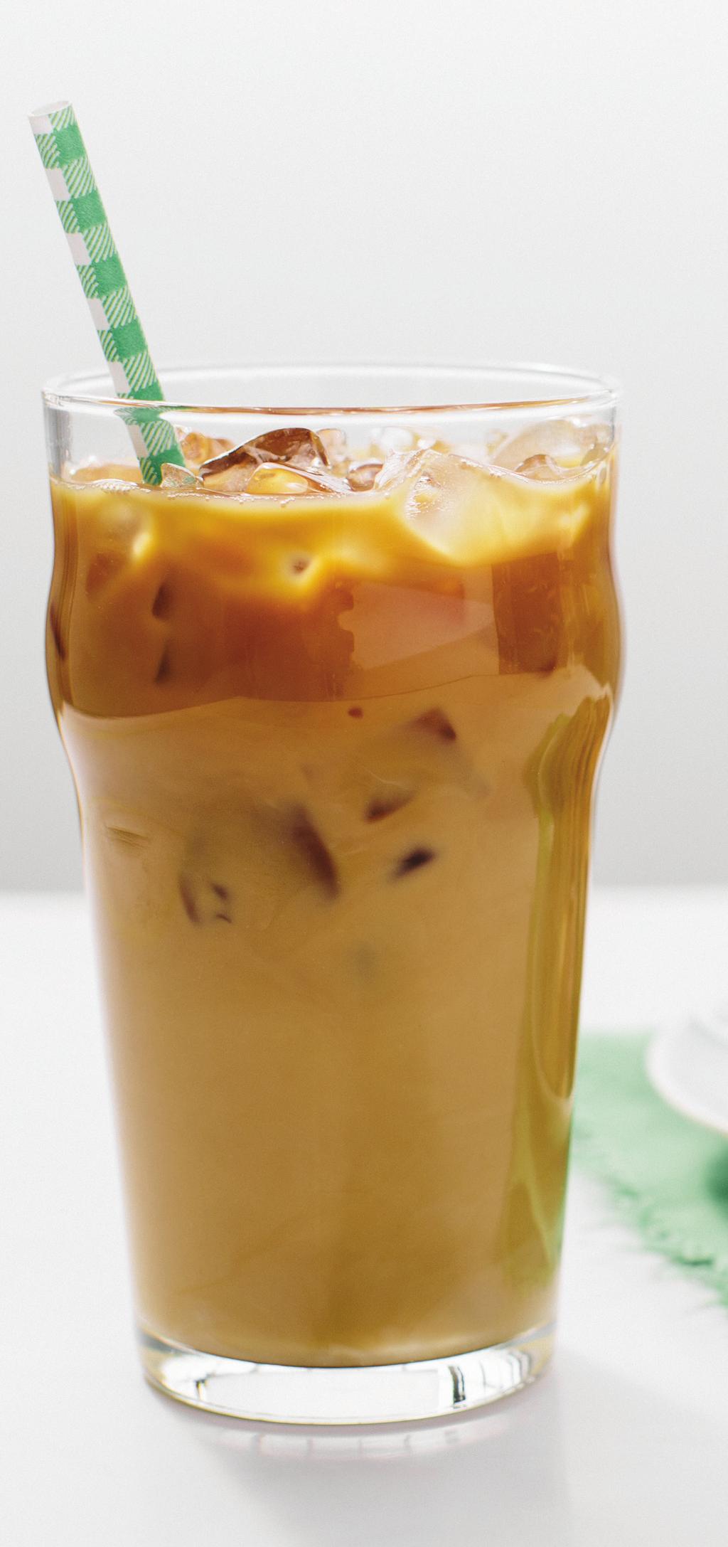 French Vanilla Iced Coffee Hazelnut Iced Coffee 2 cups ice 2 tablespoons French vanilla syrup 4 cup half & half 2 cups ice 3 tablespoons hazelnut syrup 2 cup half & half.