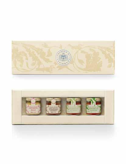 L - Box Mix n 1-50 gr tea: Perle del Palazzo Don Carlo n 1-200 gr jams: Apricot Peach Plum Caramelized Watermelon Watermelon and Orange 19