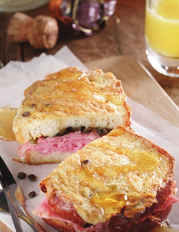 BREAKFAST Savoury Stuffed Toast with Gruyere, Sundried Tomatoes & Lentils SERVINGS 4 PREP TIME 5 minutes TOTAL TIME 15 minutes 4 slices of ham ¾ cup (175 ml) cooked French green lentils 1 Tbsp (15