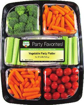 3 4/48z Trays LARGE VEGGIE PLATTER Ingredients: Broccoli Florets, Baby Carrots, Grape Tomatoes, Celery Sticks, Ranch