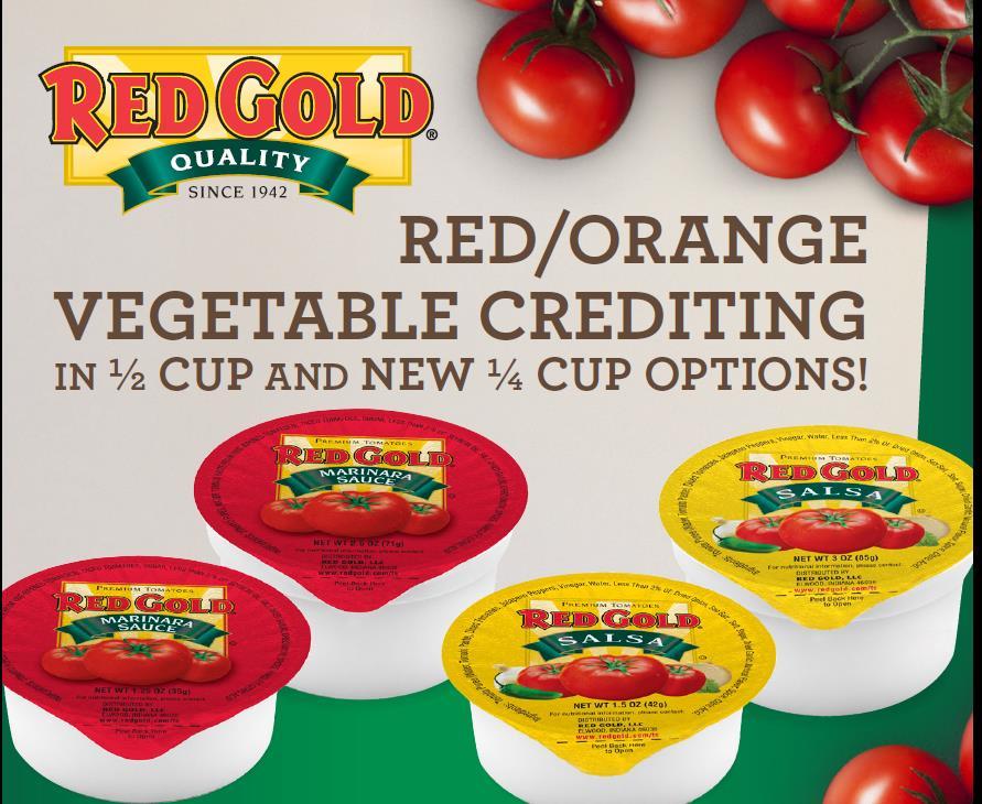 Portable Convenient Red/ Orange Vegetable Options for K12 Unlimited K12 Menu Solutions:
