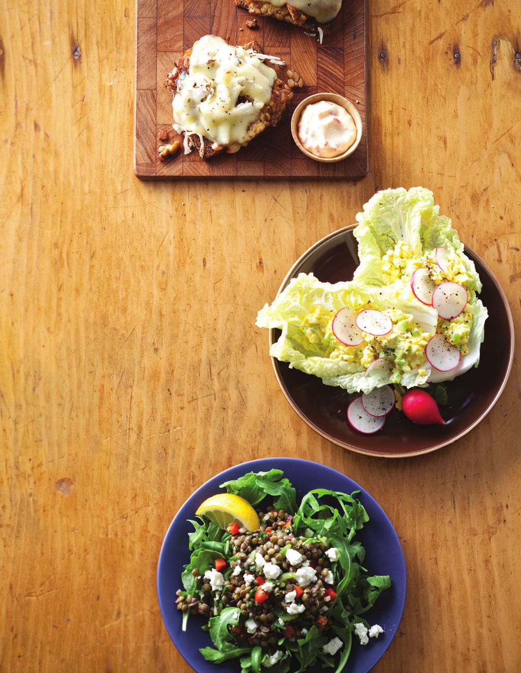 HEALTHY EATING Curried Egg Salad Lettuce Wraps Lunch Traditional egg salad gets jazzed up with curry powder. Try using romaine lettuce, leaf lettuce, or even raw kale instead of Napa cabbage.
