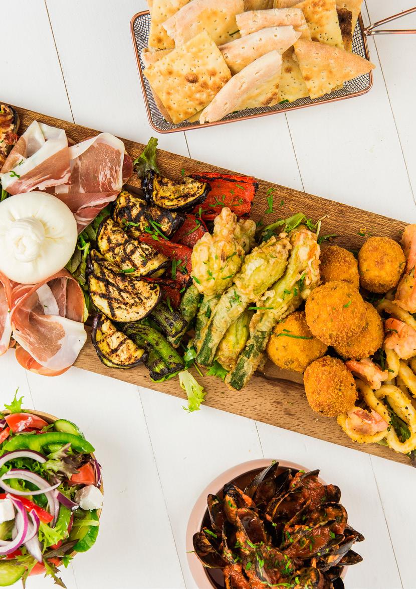 ENTREES ANTIPASTO BOARD 1...9.95 per person Entrée to share on boards Italian style grilled vegetables & marinated olives Woodfired pizza crust Rocket salad or Italian salad ANTIPASTO BOARD 2...13.