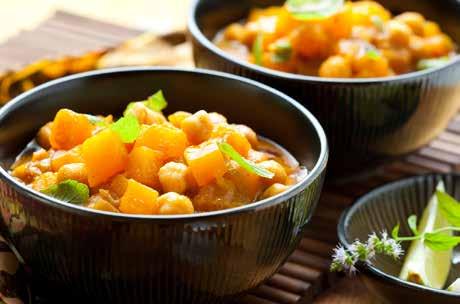 Dinner Pumpkin and chickpea curry with cauliflower rice 1 tsp coconut oil ¼ brown onion, finely diced 1 cup pumpkin cut into 2cm cubes ¼ cup coconut milk 125g can chickpeas, rinsed and drained 1