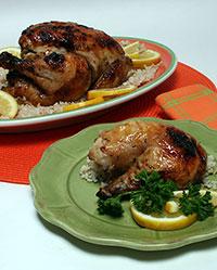 Lemony Honey Glazed Roasted Chicken This recipe has only 5 ingredients, but creates a delicious, flavorful roast chicken.