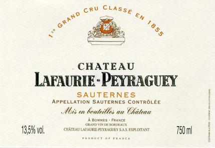 Château Lafaurie-Peyraguey Booth #44 108 Château Lafaurie-Peyraguey 2011 SKU 13152 Sauternes White Wine 375ml $36.