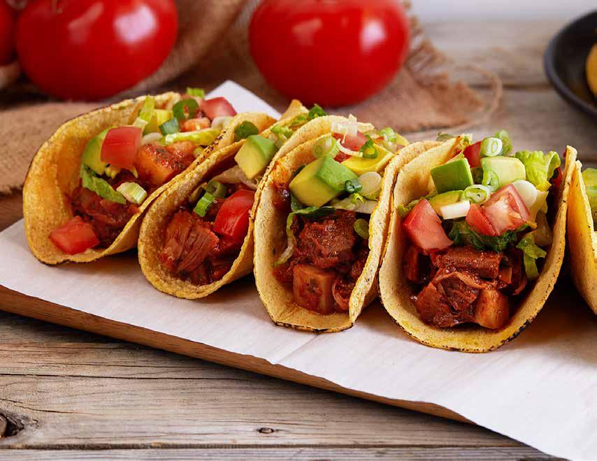 Chipotle Jackfruit Tacos MAKES 12 TACOS (4 CUPS FILLING) READY IN 40 MINUTES A common ingredient in Indian cuisine, green (unripe) jackfruit is popular with plant-based cooks because of its meat-like