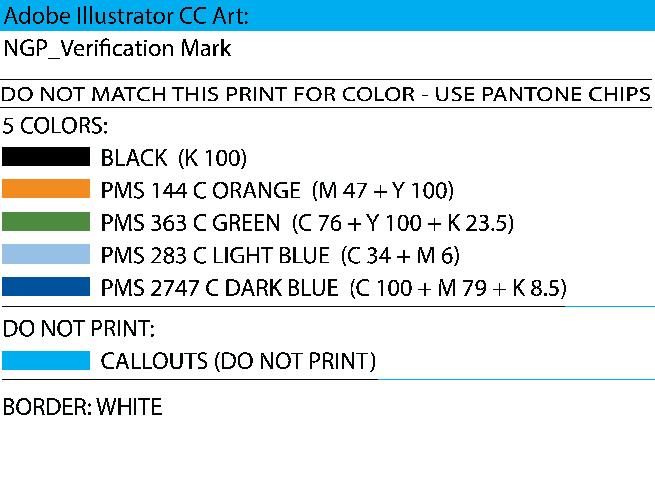 FULL COLOR: Other than the single-color use described below, the colors of the verification mark may not be altered or changed.