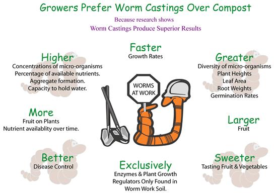 Let s look a little deeper Gardening with AESL to see why worm castings are much more productive than compost alone! From Yelm Worm Farms 1. Higher concentrations of microorganisms. 2.