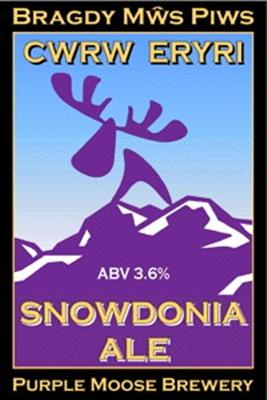 Purple Moose Snowdonia Ale/Cwrw Eryri- ABV 3.6% A delightfully refreshing pale ale brewed with a delicate combination of aromatic hops.
