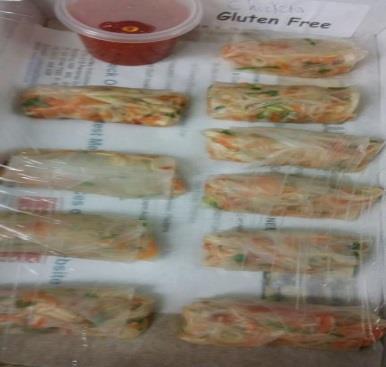 Savouries Cold Savouries Price per item Vietnamese Rice Paper Roll- BBQ Pork, Chicken, Vegetarian, Prawn with Thai Dipping Sauce-(GF)$2.30 Cherry Tomato, Basil and Bocconcini Skewer (V/GF) $2.